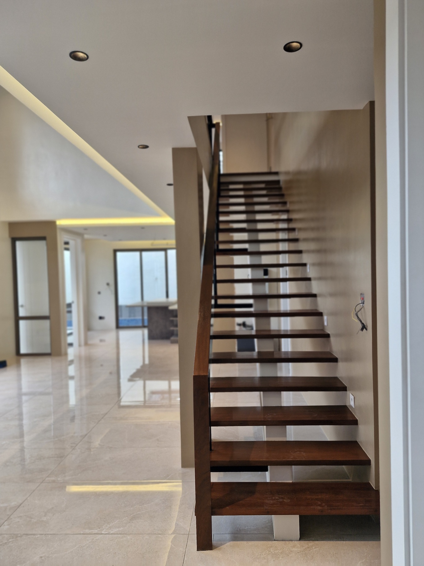 Staircase beside the living area
