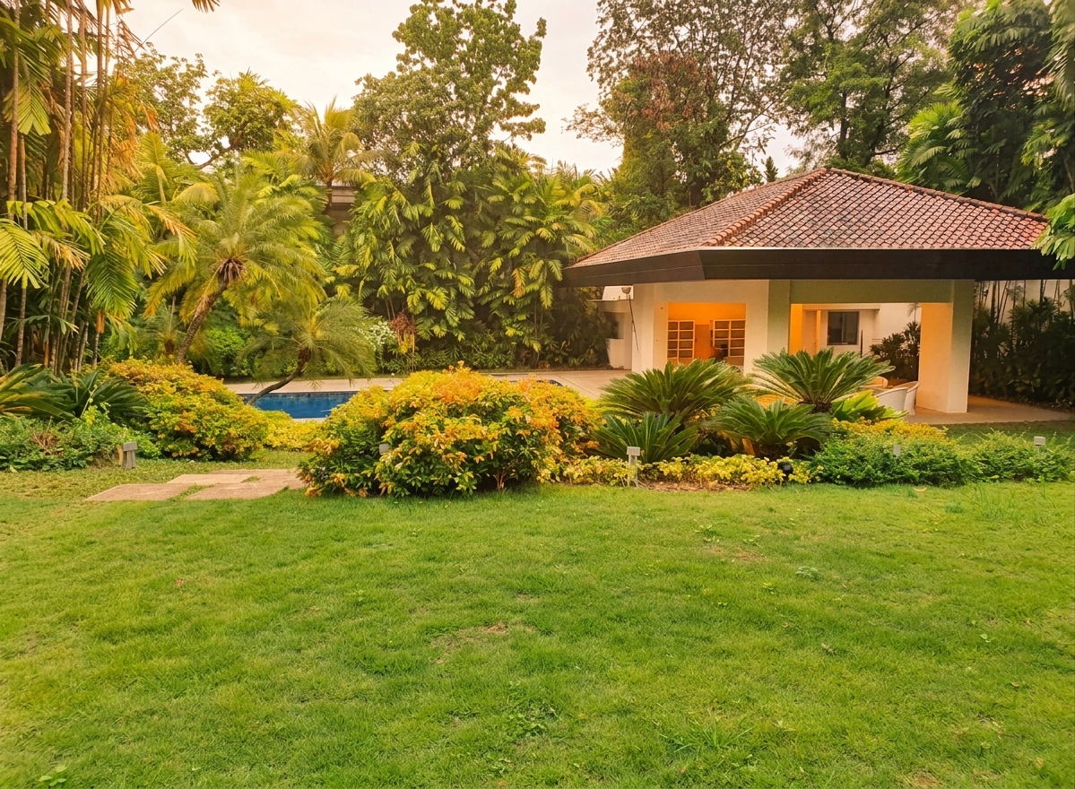 Estate for lease in Dasmariñas Village, Makati with swimming pool and tropical garden